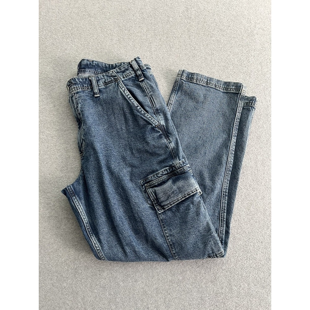 Gap Mens Carpenter Jeans 36x32 Straight Cargo Pants Blue Denim Utility Workwear